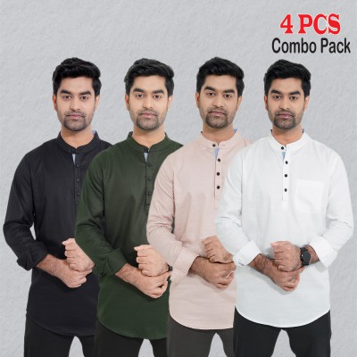 4 pcs Combo Herringbone Fabrics Katua - Black, Brown, Green & White.