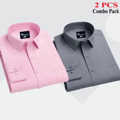 2 Pcs Combo Premium Quality Formal Shirt - Pink & Ash.