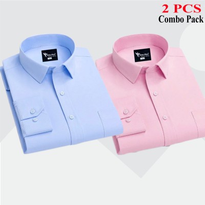 2 Pcs Combo Premium Quality Formal Shirt - Pink & Sky Blue.