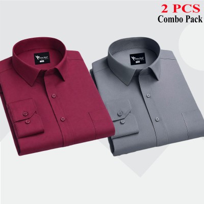 2 Pcs Combo Premium Quality Formal Shirt - Maroon & Ash.