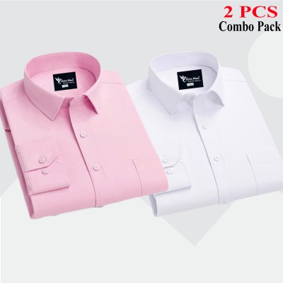 2 Pcs Combo Premium Quality Formal Shirt - White & Pink.