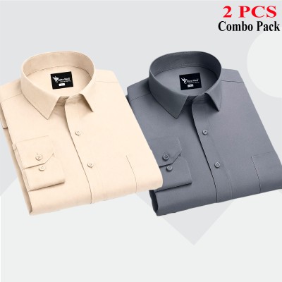 2 Pcs Combo Premium Quality Formal Shirt - Ash & Biscuit.