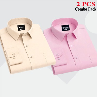 2 Pcs Combo Premium Quality Formal Shirt - Pink & Biscuit.