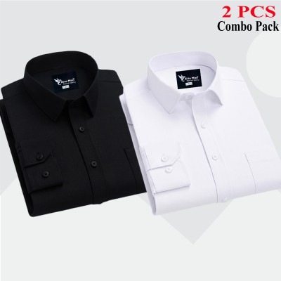 2 Pcs Combo Premium Quality Formal Shirt - Black & White.
