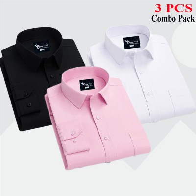 3 Pcs Combo Premium Quality Formal Shirt - Black, White & Pink.