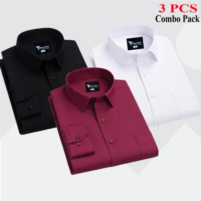 3 Pcs Combo Premium Quality Formal Shirt - Black, White & Maroon.