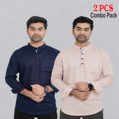 2 pcs Combo Herringbone Fabrics Katua - Brown & Navy Blue.