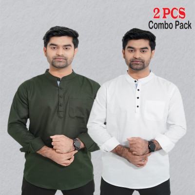 2 pcs Combo Herringbone Fabrics Katua - White & Green.