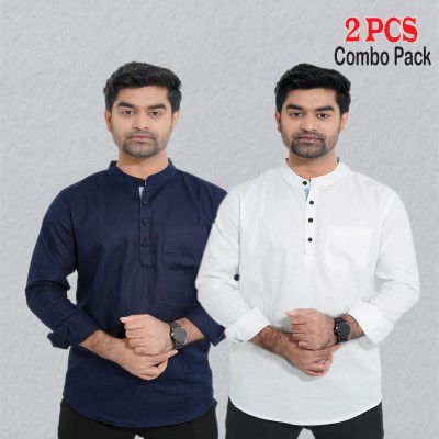 2 pcs Combo Herringbone Fabrics Katua - White & Navy Blue.