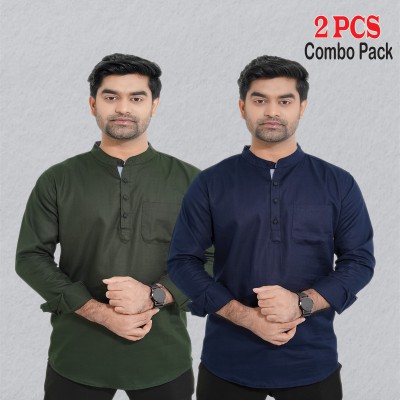 2 pcs Combo Herringbone Fabrics Katua - Green & Navy Blue.
