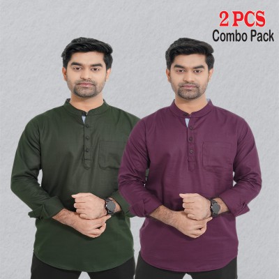 2 pcs Combo Herringbone Fabrics Katua - Green & Purple.