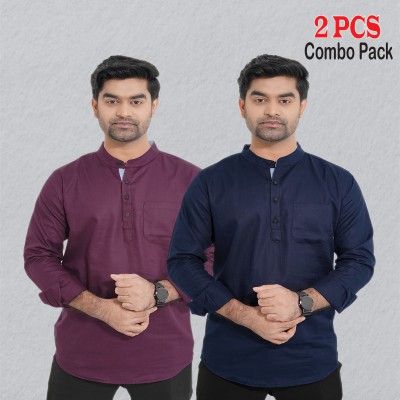 2 pcs Combo Herringbone Fabrics Katua - Purple & Navy Blue.