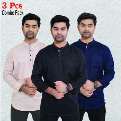 3 pcs Combo Herringbone Fabrics Katua - Black, Brown & Navy Blue.