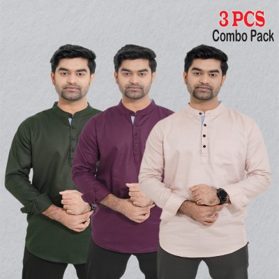 3 pcs Combo Herringbone Fabrics Katua - Purple, Green & Brown.