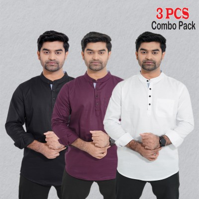 3 pcs Combo Herringbone Fabrics Katua - Black, White & Purple.