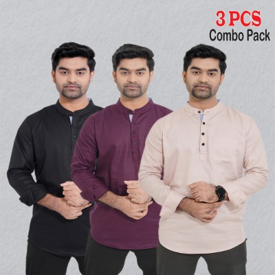 3 pcs Combo Herringbone Fabrics Katua - Black, Purple & Brown.