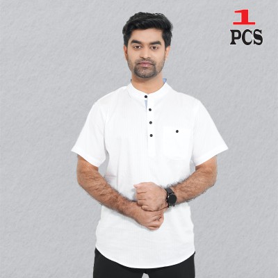 Premium Quality Stripe Cotton Fabrics Katua -  White.