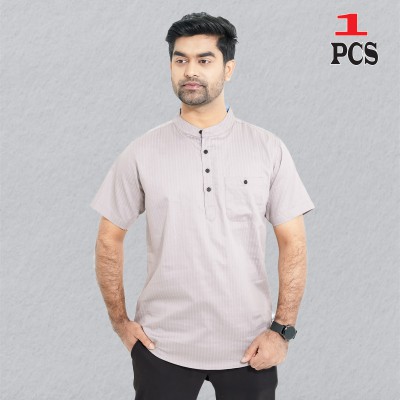 Premium Quality Stripe Cotton Fabrics Katua - Light Ash.