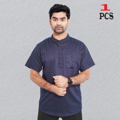Premium Quality Stripe Cotton Fabrics Katua - Navy Blue.