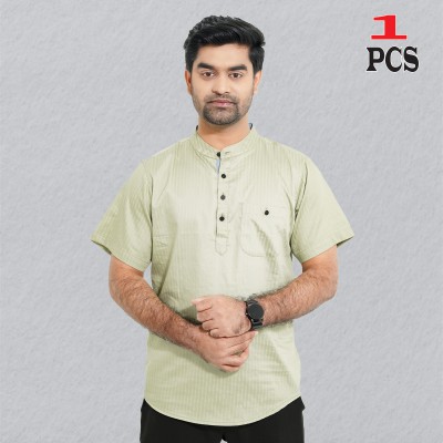 Premium Quality Stripe Cotton Fabrics Katua - Light Lemon.