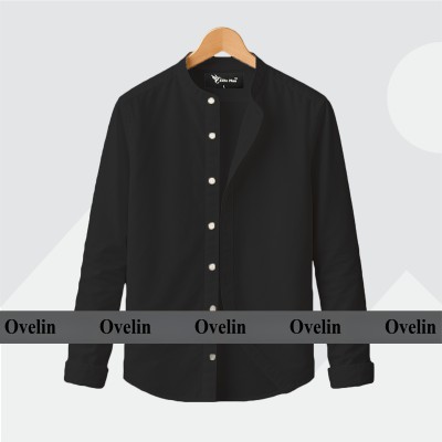 Premium Quality Ban Colar Full Sleeve Shirt - Black.