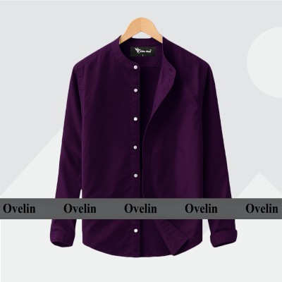 Premium Quality Ban Colar Full Sleeve Shirt - Purple.