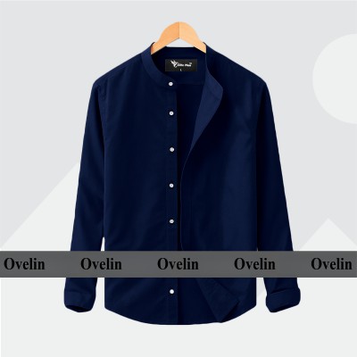 Premium Quality Ban Colar Full Sleeve Shirt - Navy Blue.