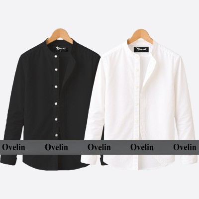 2 pcs Combo Ban Colar Full Sleeve Shirt - Black & White.