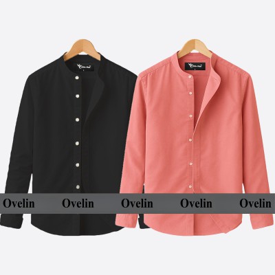 2 pcs Combo Ban Colar Full Sleeve Shirt - Black & Pink.
