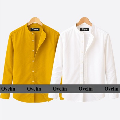 2 pcs Combo Ban Colar Full Sleeve Shirt - White & Kathali.