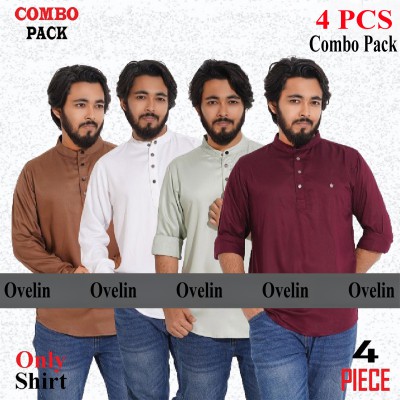 4 pcs Combo Satin Fabrics Katua - White, Purple, Lemon & Coffee.