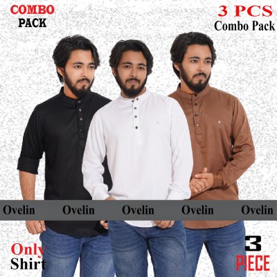 3 pcs Combo Satin Fabrics Katua - Black, White & Coffee.