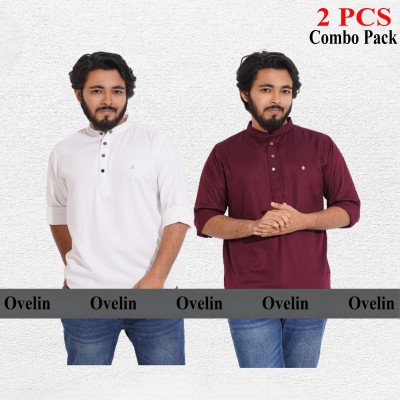 2 pcs Combo Satin Fabrics Katua - White & Purple.