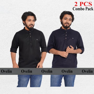2 pcs Combo Satin Fabrics Katua - Black & Navy Blue.