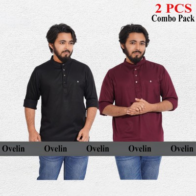 2 pcs Combo Satin Fabrics Katua - Black & Purple.