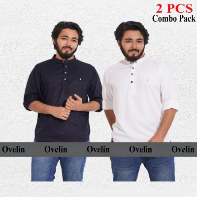 2 pcs Combo Satin Fabrics Katua - White & Navy Blue.