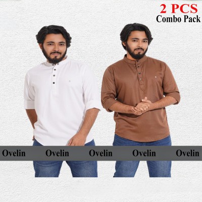 2 pcs Combo Satin Fabrics Katua - White & Coffee.