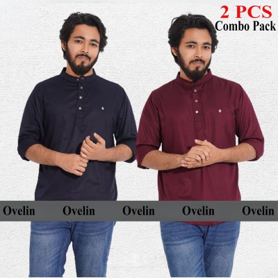 2 pcs Combo Satin Fabrics Katua - Purple & Navy Blue.