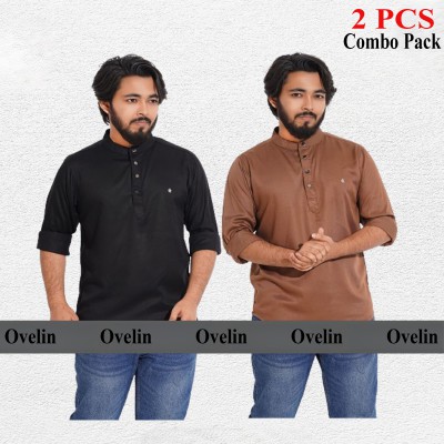 2 pcs Combo Satin Fabrics Katua - Black & Coffee.