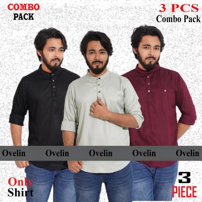 3 pcs Combo Satin Fabrics Katua - Black, Lemon & Purple.