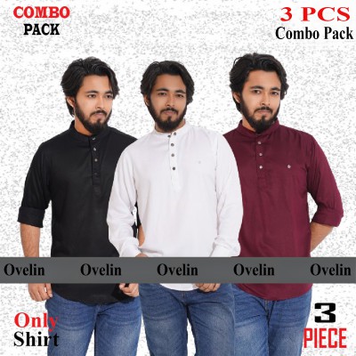 3 pcs Combo Satin Fabrics Katua - Black, White & Purple.