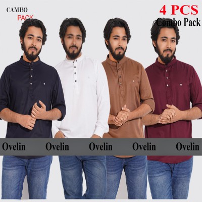 4 pcs Combo Satin Fabrics Katua - White, Purple, Coffee & Navy Blue.