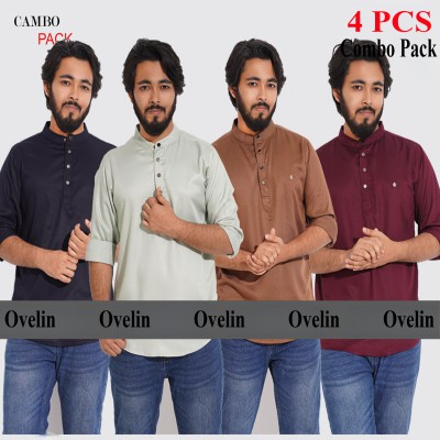 4 pcs Combo Satin Fabrics Katua - Lemon, Coffee, Purple & Navy Blue.