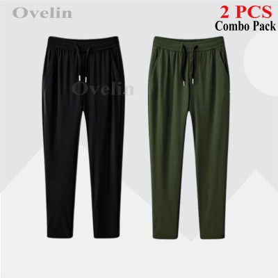 2 pcs Combo Premium Quality Solid Trouser - Black & Olive.