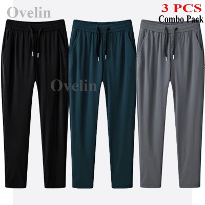 3 pcs Combo Premium Quality Solid Trouser - Black, Ash & Green.