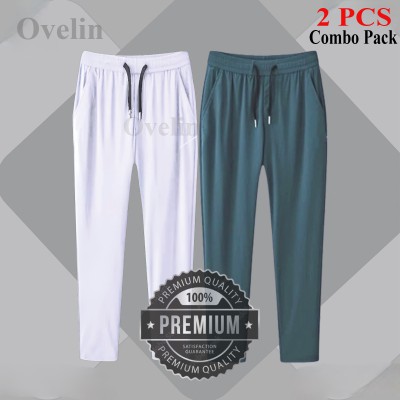2 pcs Combo Premium Quality Solid Trouser - Green & White.