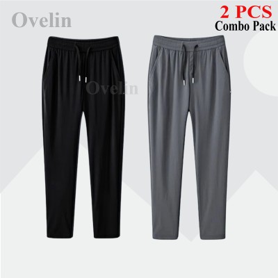2 pcs Combo Premium Quality Solid Trouser - Black & Ash.