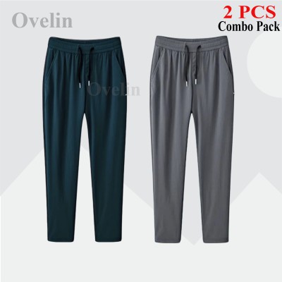 2 pcs Combo Premium Quality Solid Trouser - Ash & Green.