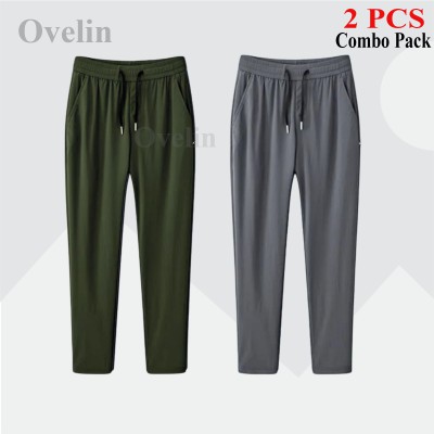 2 pcs Combo Premium Quality Solid Trouser - Ash & Olive.