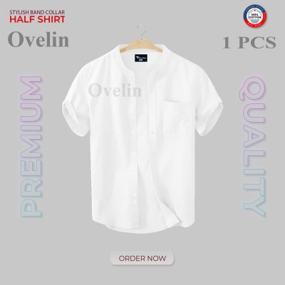 Premium Quality Ban Colar Short Sleeve Shirt - White.